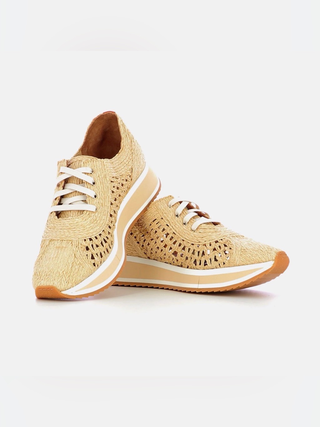 Robert Clergerie Natural Woven Raffia Lace-Up Sneakers